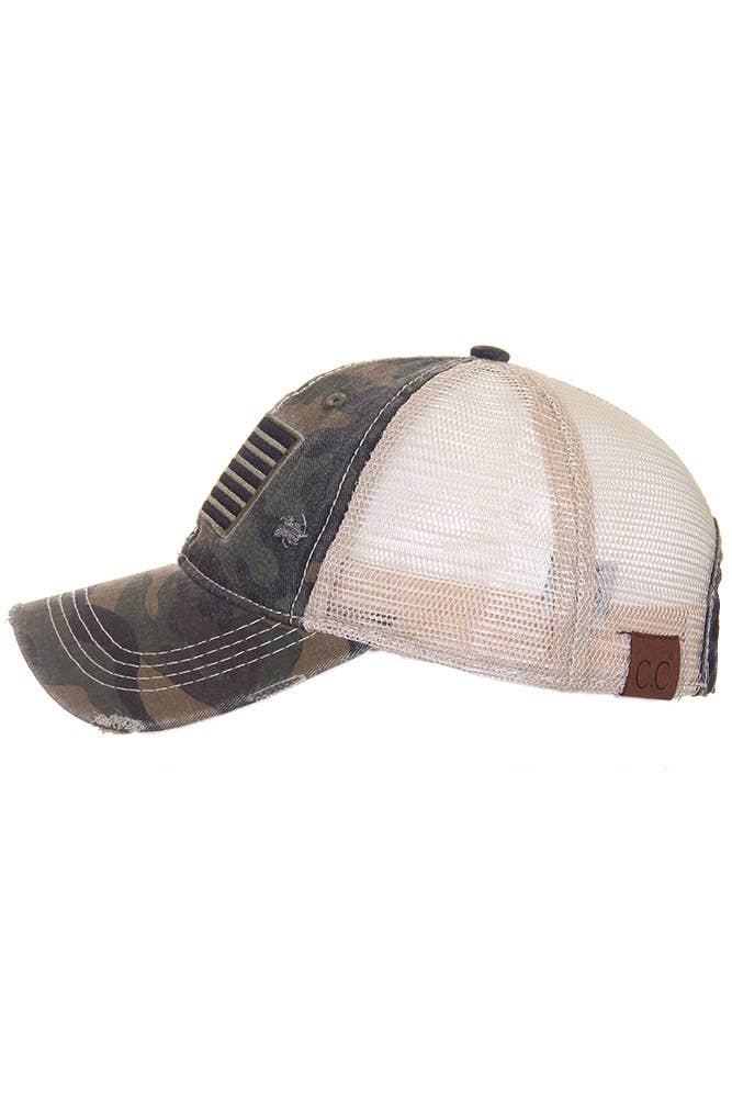 C.C Camouflage with Flag Baseball Cap