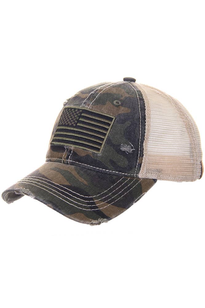 C.C Camouflage with Flag Baseball Cap