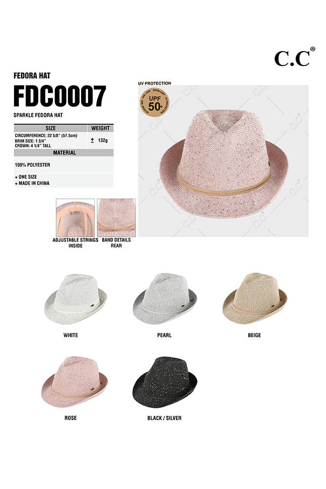 C.C Band Trim Sparkle Fedora Hat