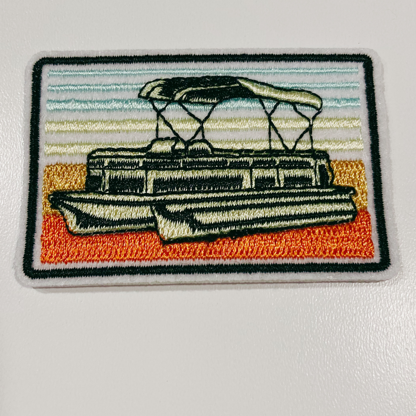 3" Pontoon Boat  -  Embroidered Hat Patch