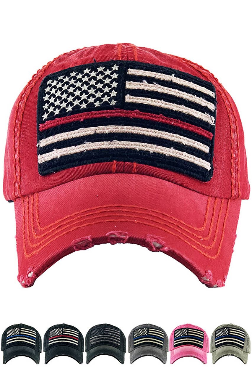 American Flag Washed Distress Vintage Baseball Hat