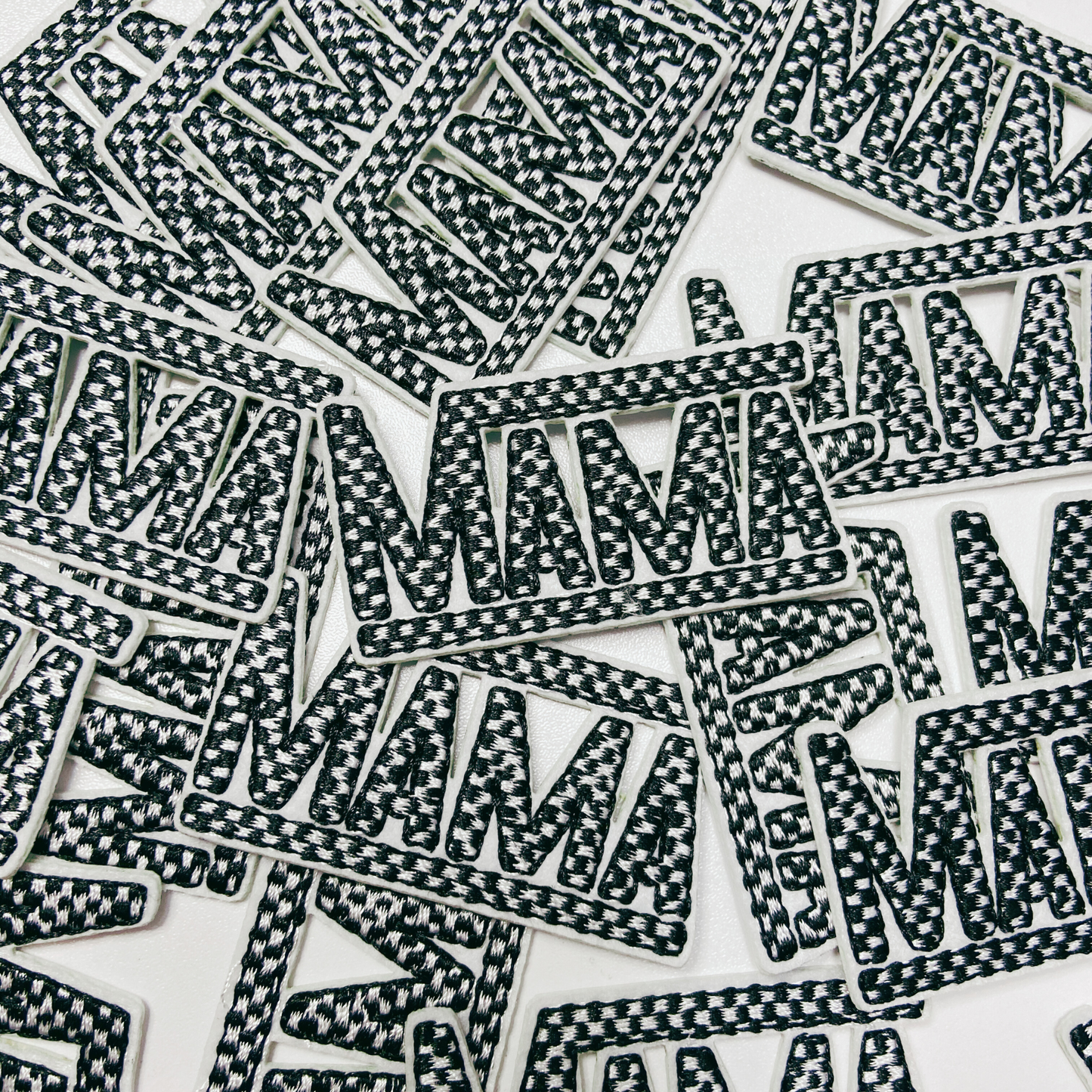2 1/4" small Checkered Mama in Black & White  -  Embroidered Hat Patch