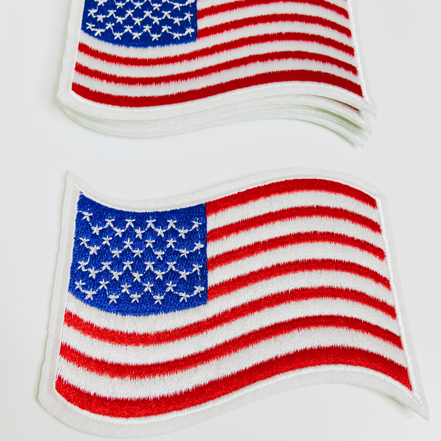 American Flag - Wavy 4" Hat Patch   -  Embroidered hat Patch