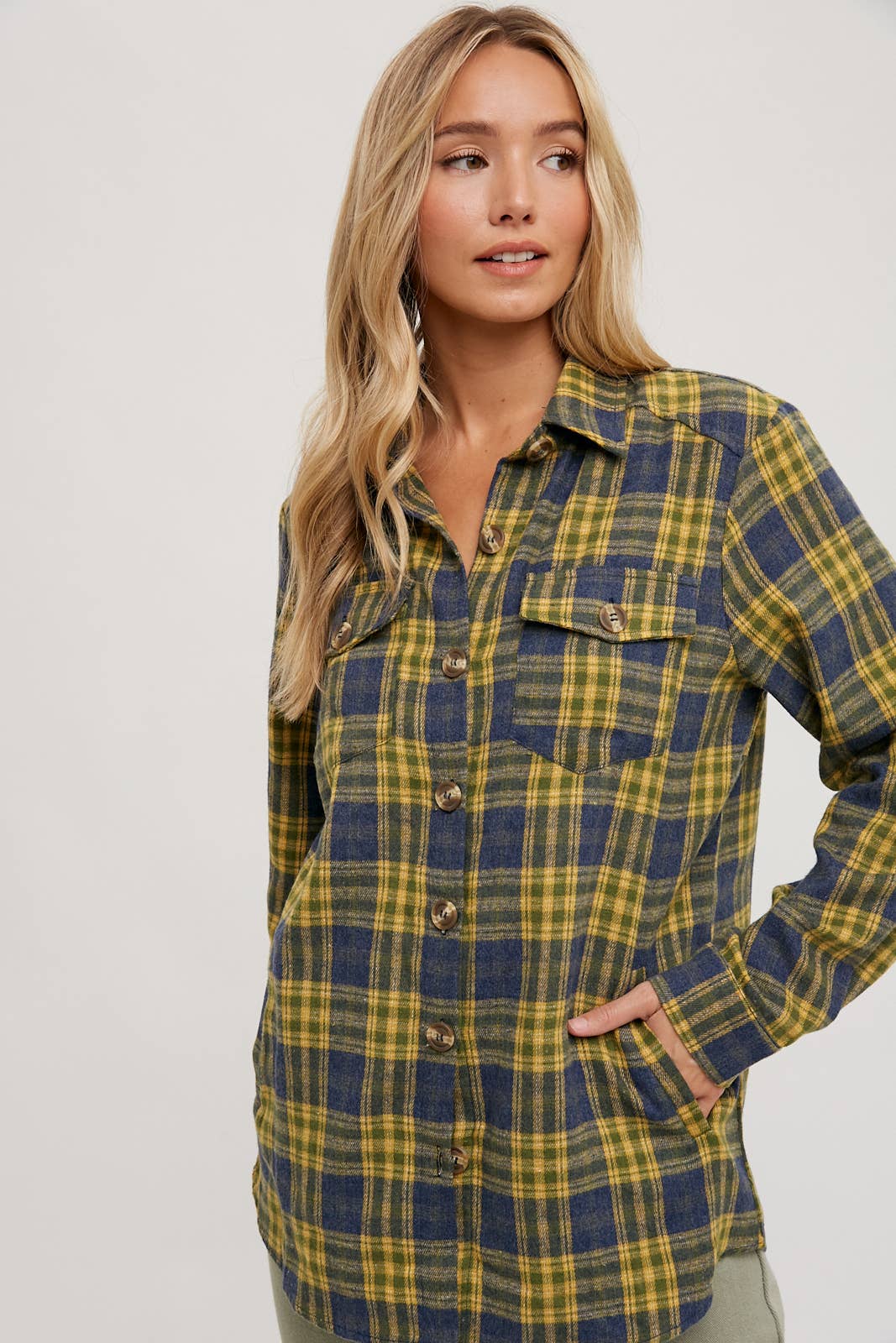 FLANNEL BUTTON DOWN SHIRT TOP