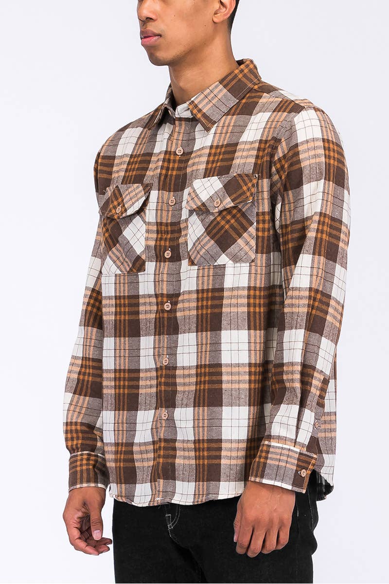 UNISEX LONG SLEEVE FLANNEL BUTTON DOWN SHIRT