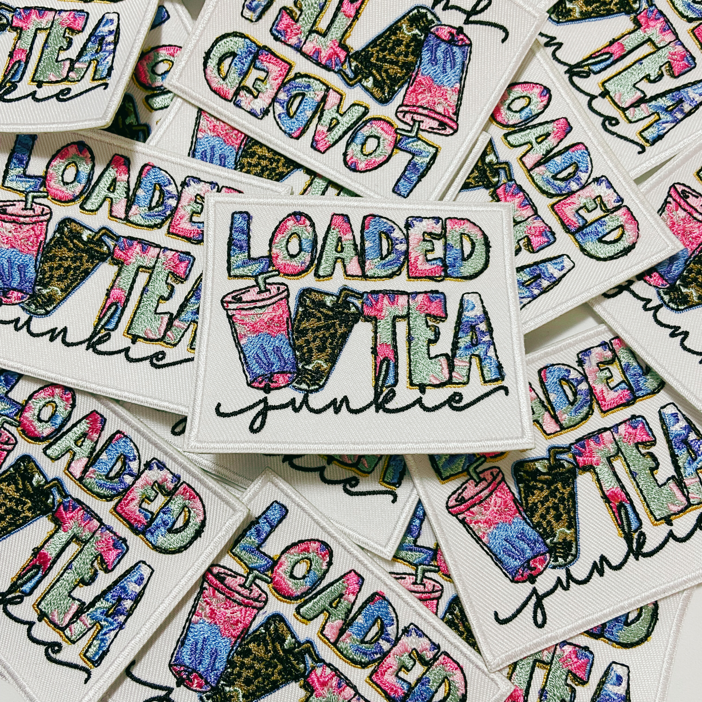 3" Loaded Iced Tea Junkie  -  Embroidered Hat Patch