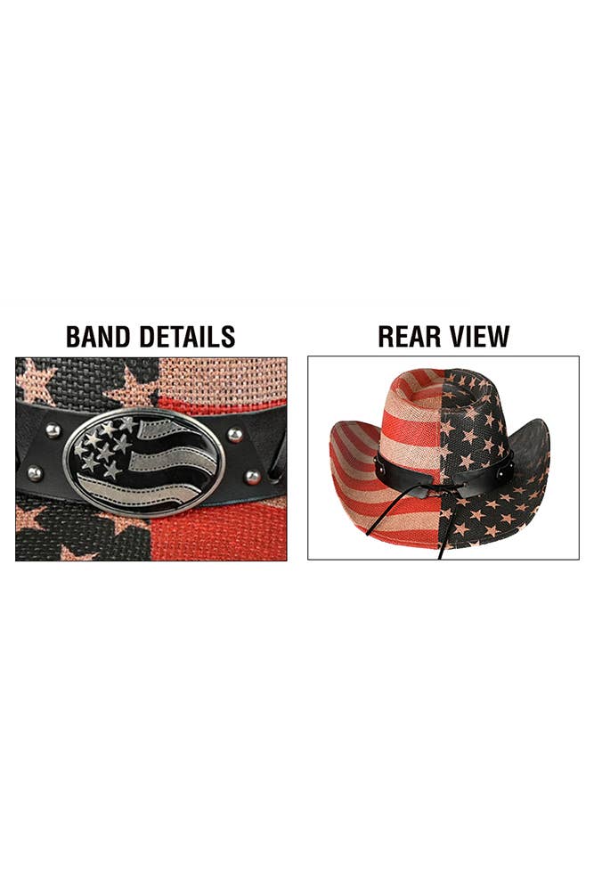C.C American Flag Vegan Leather Band Cowboy Hat